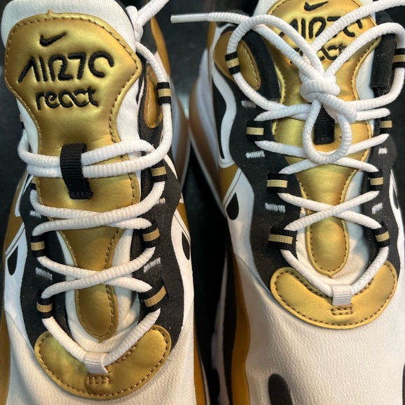 Sz 11 Nike Air Max React in Black, White, and Gold main image 5